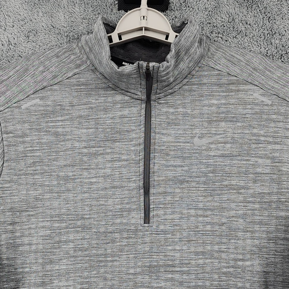 Nike Running Pullover Mens L Grid Lined Fleece Performance Reflective 1/4 Zip